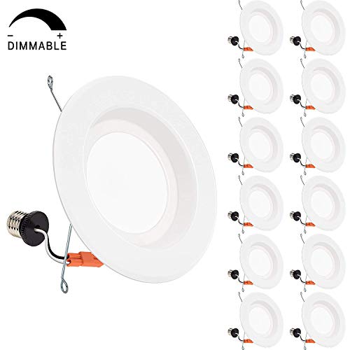 6 Inch Dimmable LED Recessed Lighting, 120W Equivalent 13W LED Recessed Downlight, 5000K Daylight White, 1100 Lumen, Simple Installation, No Flicker Retrofit Can Lights, 12 Pack
