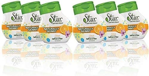 Stur® Naturally Skinny Orange Citrus (6 Pack) - Saffron Extract for Hunger Control, 1g of Soluble Fibre - All Natural Stevia Water Enhancer. Alternative Squash and Fruit Juice. No Sugar or Calories.