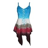 Womens Tank Strappy Corset Bodice Handkerchief Hem Bohemian Top M…