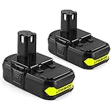 Energup 2 Pack 2000mAh Ryobi 18V Lithium Battery Replacement for Ryobi P104 P105 P102 P103 P107 P108 Tools battery