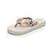 Desen Women's Floral Summer Satin Flip Flop White 7 B(M) US