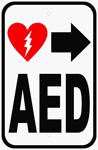 AED Automated External Defibrillator Sign. 12x18 Metal. Free Shipping. AEDS Defibrillators Signs