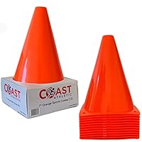 Coast Athletic 7-Inch Orange Sports Training Cones | Agility Soccer Marker Cones , 12 Pack Retail Packaged