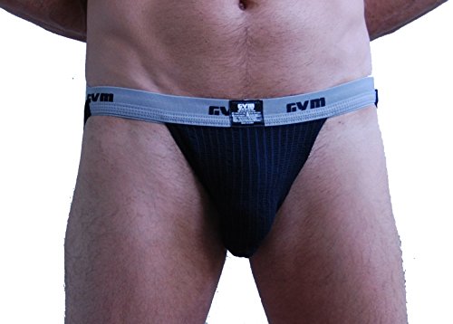 GYM 1" Waistband Swim/Run Jockstrap (XX-Large, Black)