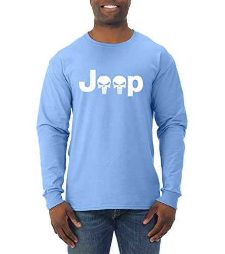 Jeep Logo Parody | Punisher Skull Emblem | Mens Pop Culture Long Sleeve T-Shirt