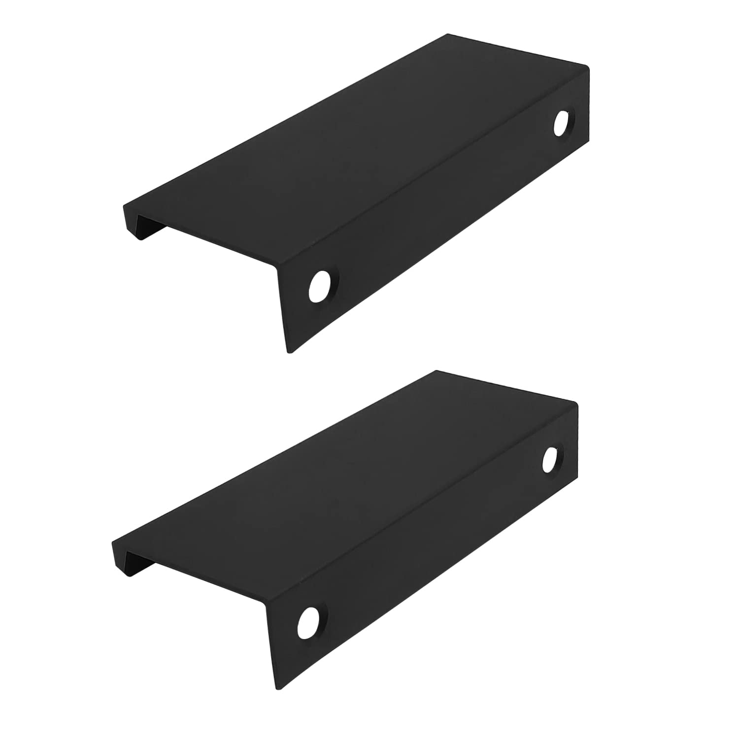 CHEERYMAGIC 2 Pack Back Mount Finger Edge Pull, Concealed Handles Cabinet Pull Handles 64mm Hole Spacing for Home Kitchen Door Drawer Cabinet A6-JSLS (Black) — image 1