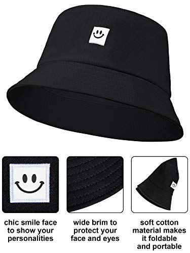 2 Stück Smiling Face Bucket Hüte Faltbare Strand Sonnenhüte Fisherman Hüte für Damen Herren – Bild 4