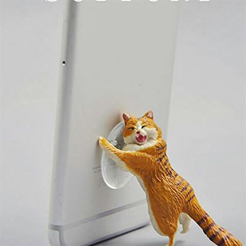 Cell Phone Stand,Cat Shape Cute Phone Mounts Adjustable Multi-angle Pocket Desktop Holder Cradle (Yellow)