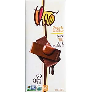 Image of Theo Chocolate, Pure 70% Dark Chocolate Bar, Organic Cacao, 3 Ounce Bar, 12 Pack