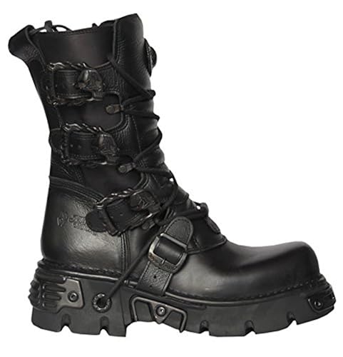 New Rock Unisex Black Leather Biker Metallic Reactor Boots - M.391-S18 ...