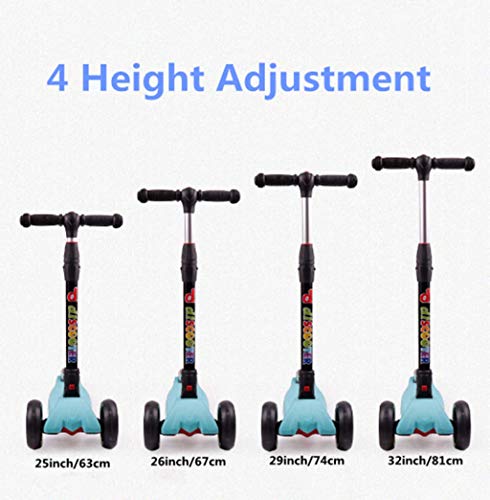 Jipemtra Scooters for Kids 3 Wheel T-bar Adjustable Riding Kick Scooters for Kids Height Adjustable LED PU Flashing with Graffiti Christmas Birthday Age 2~10 (Orange Foldable)