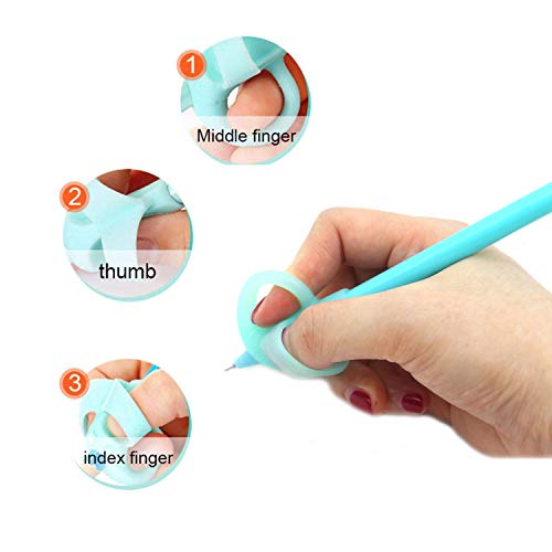 KINGSEVEN Pencil Grips for Kids Writing Aid Grip Posture Correction Tool for Children Finger Grip Handwriting Claw Pen Holder - Thumbnail 5