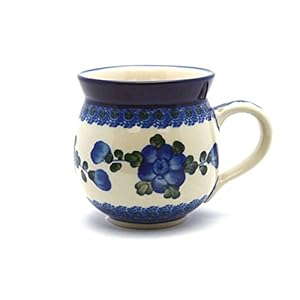 Polish Pottery Mug – 12 Oz. Bubble – Blue Poppy