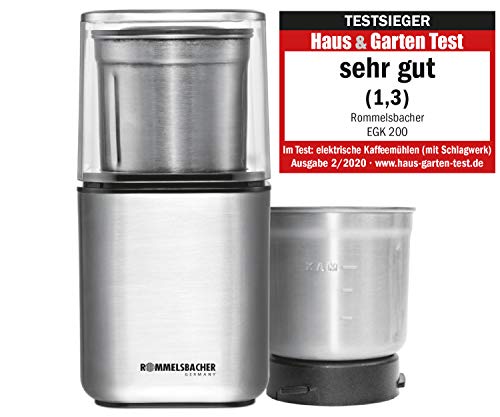 ROMMELSBACHER Gewürz und Kaffee Mühle EGK 200 - 2 Edelstahlbehälter mit Schlagmesser & Spezialmesser, Füllmenge 70 g… – Bild 3