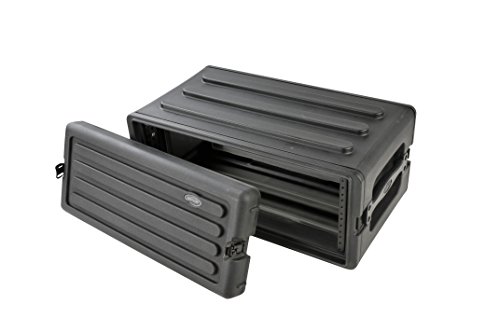SKB 4U Shallow Roto Rack Case - Durable Polyethylene Gear Protector, Stackable, Waterproof with Twist Latches & Rubber Feet for Musicians, DJs, and A/V Equipment - Secure Transport & Storage Solution