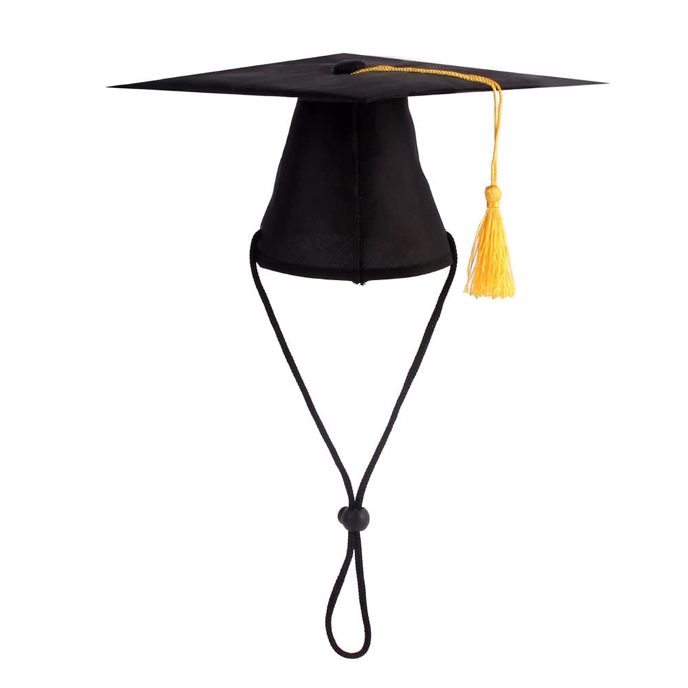 JIHUOO Black Pet Graduation Cap Small Dog Graduation Hat Pet Graduation Costume Accessories for Dogs Cats