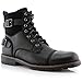 Polar Fox Patrick MPX808583 Mens Casual Cap Toe Buckle High-Top Motorcycle Work Biker Combat Boots – Black, Size 9.5