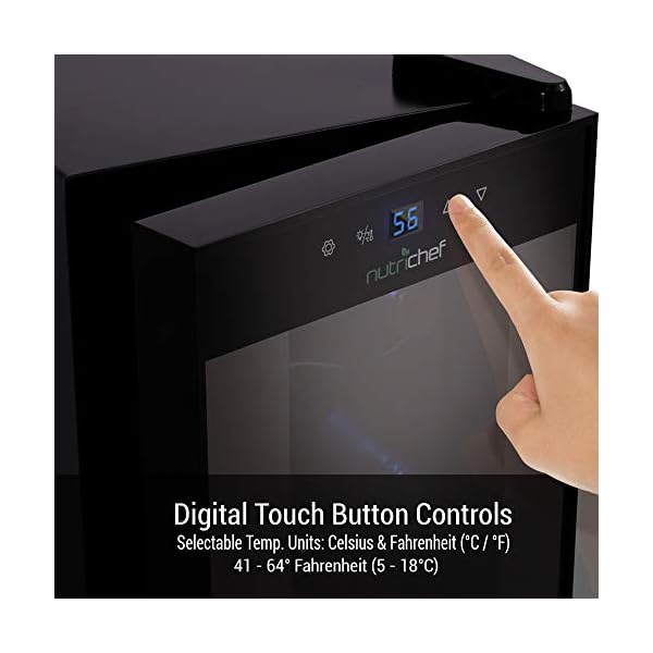 Nutrichef-PKCWC120-Refrigerator-White-Red-Chiller-Countertop-Cooler-Freestanding-Compact-Mini-Wine-Fridge-12-Bottle-Capacity-Digital-Control-Glass-Door