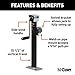 CURT 28358 Weld-On Pipe-Mount Swivel Trailer Jack, 5,000 lbs. 15-1/2 Inches Vertical Travel, black
