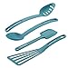 Rachael Ray 47564 Cucina Nylon Nonstick Utensils/Fish Turner, Spatula, Solid and Slotted Spoons, 4 Piece, Agave Blue