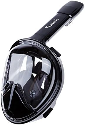 Yanuoda Snorkeling Mask, Free Natural Underwater Breathing with 180° Wide Angle View (Black, Large/X-Large)