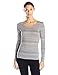 32 DEGREES Women's Heat Crew Neck Thermal Top with Print, Fair Isle Heather Grey, Large