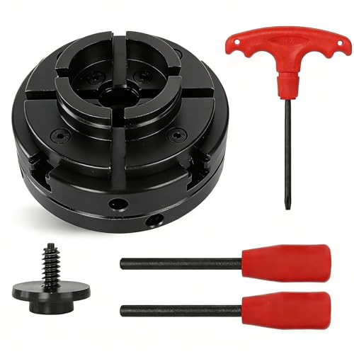 Photo 1 of 4 Inch Wood Lathe Chuck Set with Big Round Jaws,1" x 8 tpi thread - High-Grade 45 Steel, Nickel Plated Wood Turning Chuck