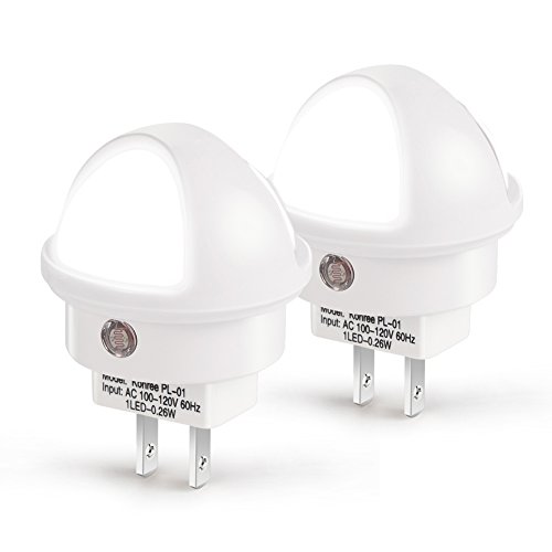 Kohree Automatic Plug-in LED Night Light Lamp with Dusk to Dawn Sensor (White, 2 Pack)