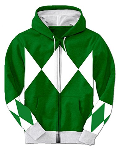Green Power Rangers Hooded Costume Sweatshirt (Adult XXX-Large)