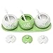 MyGift 7-oz Spice Jar Bowls, Ceramic Green & White Floral Botanical Motif Condiment Container Pots, Sauce Servers with Serving Spoons, Lids and Tray, Set of 3