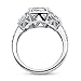 BERRICLE Rhodium Plated Sterling Silver Asscher Cut Cubic Zirconia CZ Halo Art Deco Engagement Ring