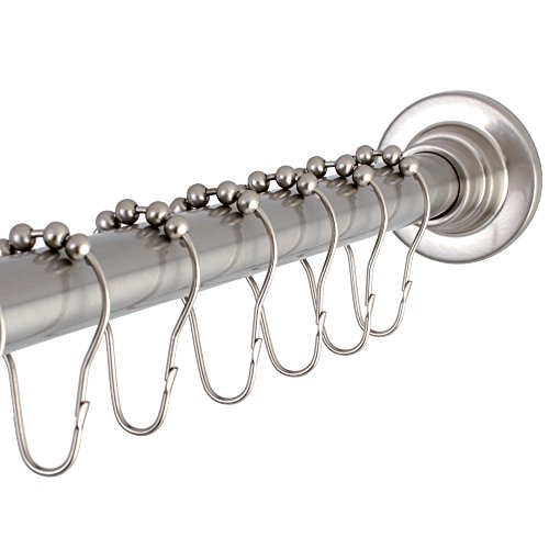 Kingston Brass SCC3118 Edenscape Adjustable Shower Curtain Rod with Ring Combo, Satin Nickel
