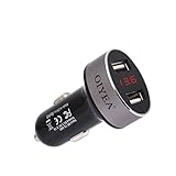 USB Car Charger OIYEA Dual USB Fast Speed Adapter With LED Display Car Voltage and phone Current for iPhone and Android Phone Etc