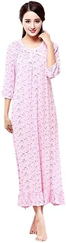 Edgar Dur Women's Cotton Victorian Nightgown Half Sleeve Floral House Dress, Pink, US 2-4 3 PinkUS 2-4