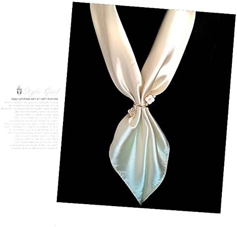 Estony Rhinestone Flower Scarf Buckle Brooch Clips Pin For Women (White)