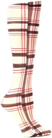 Celeste SteinCeleste Stein Therapeutic Compression Socks, Tan Brown Plaid, 8-15 mmhg, 1-Pair