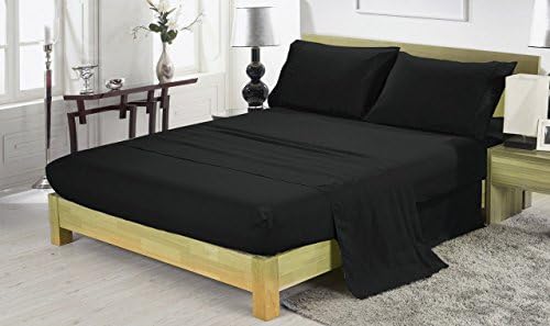 New Royal 400 Thread Count 100% Egyptian Cotton Solid 6PC Sheet Set, Twin XL , Black with 25" deep pocket by Suburban Linens