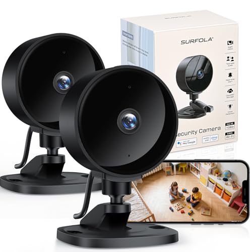 Cámara de Vigilancia WiFi Interior, 1080P FHD Cámara para Bebé/Mascotas con Detección de Movimiento y Sonido IA, Visión Nocturna, Audio Bidireccional, App, Alexa y Google Home, 2-Pack