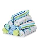 Spasilk 10 Pack Soft Terry Bath Washcloths  - Newborn Boy or Girl - Baby Shower Gift, Blue Stripes