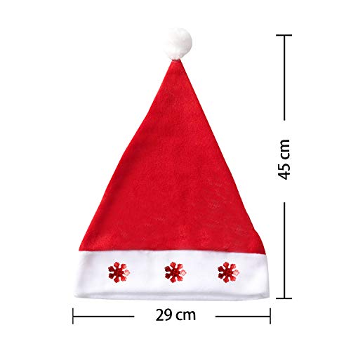 Kiddokids 12 Fancy Christmas Santa Hats with 12 Jingle Bell Necklaces Bulk for Christmas Party Favor Photo Booth; One Size Fits All. - Thumbnail 5