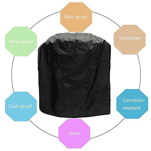 XGZ Barbecue Grill Cover, Waterproof Heavy Duty Round Barbecue Cover Nylon for Round Gas Charcoal Electric Barbecue with Storage Bag - Black - Thumbnail 4