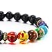 7 Chakra Healing Lava Stone Diffuser Bracelet - Braided Rope Natural Gemstone Beads Bracelet
