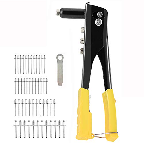 URGENEX Rivet Gun Hand Riveter with 48pcs Metal Rivets Heavy Duty Riveter Kit Professional Pop Rivet Gun