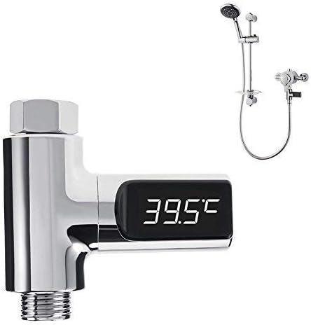 LED Shower Water Thermometer,LED Digital Shower Temperature Display(0℃-85℃) Water Thermometer Monitor Self-Powered by Water flow generator,1/2 Nut is suitable for most of shower head (2)