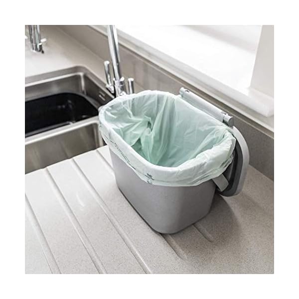 Addis 518384 Eco 100% Plastic Everyday Kitchen Food Waste Compost Caddy Bin, 4.5 Litre, Recycled Light Grey