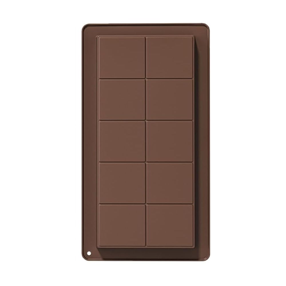 Selecto Bake 1 pc Deep Chocolate Bar Moulds, 10 Cavity Reusable Silicone Sweet Candy Moulds for Stuffed Bar, Thick Chocolate Bar Molds Tea Spoon