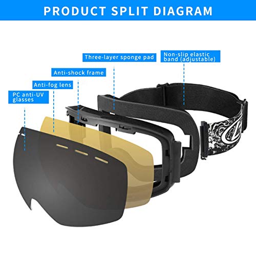 image for INTSUN OTG Ski Goggles Anti-Fog UV Protection Windproof Snowboard Gogg