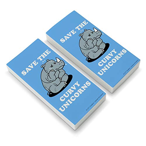 Save The Curvy Unicorns Rhino Funny Humor Eraser Set of 2