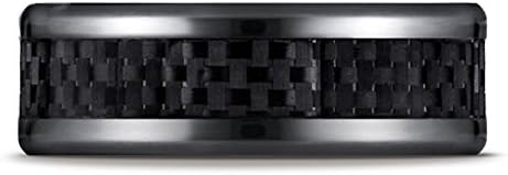 Black Titanium This cool Black Titanium 8mm comfort-fit band features a carbon fiber center inlay with high polished beveled round edges that is both sleek and subtle
