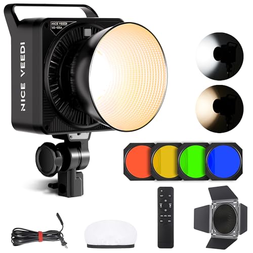 Photo 1 of NiceVeedi 250W LED Photography Lighting Kit with Barndoor & Color Filter, Bi Color Studio Lights 3000K-10000K with Remote Control, CRI97+ Video Light with Bowens Mount for Photography Video Recording
